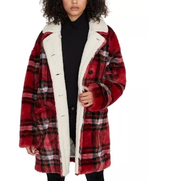 Sanctuary Jackets & Blazers - Anthropologie Sanctuary Sierra Red Plaid Coat Large NWT
